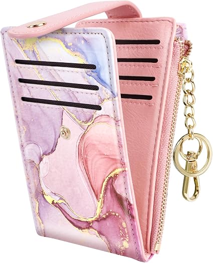Simikol Slim Card Holder Wallet For Women - RFID Blocking, Leather Bifold With Zipper Coin Pocket & Tassel - View #4