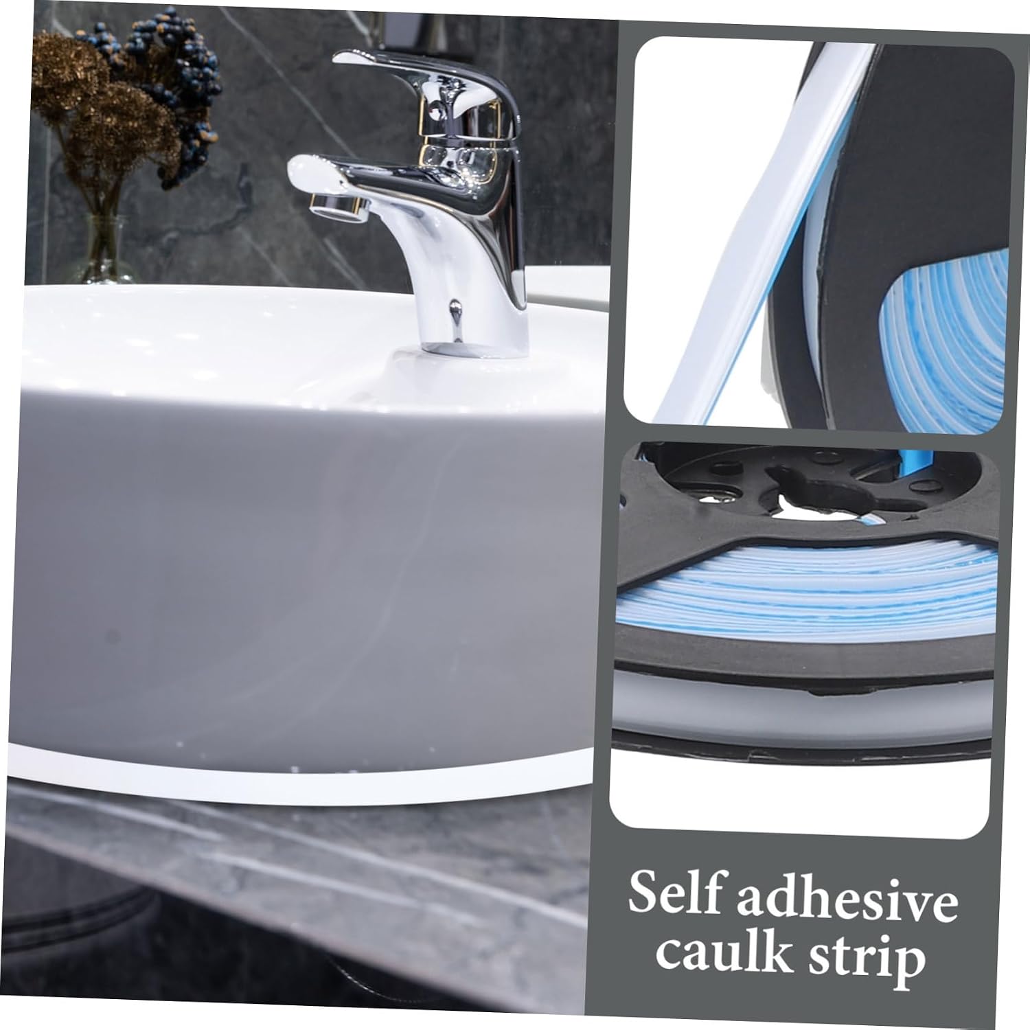 Self Adhesive Bathroom Caulk Strips 2 Rolls White PVC Acrylic