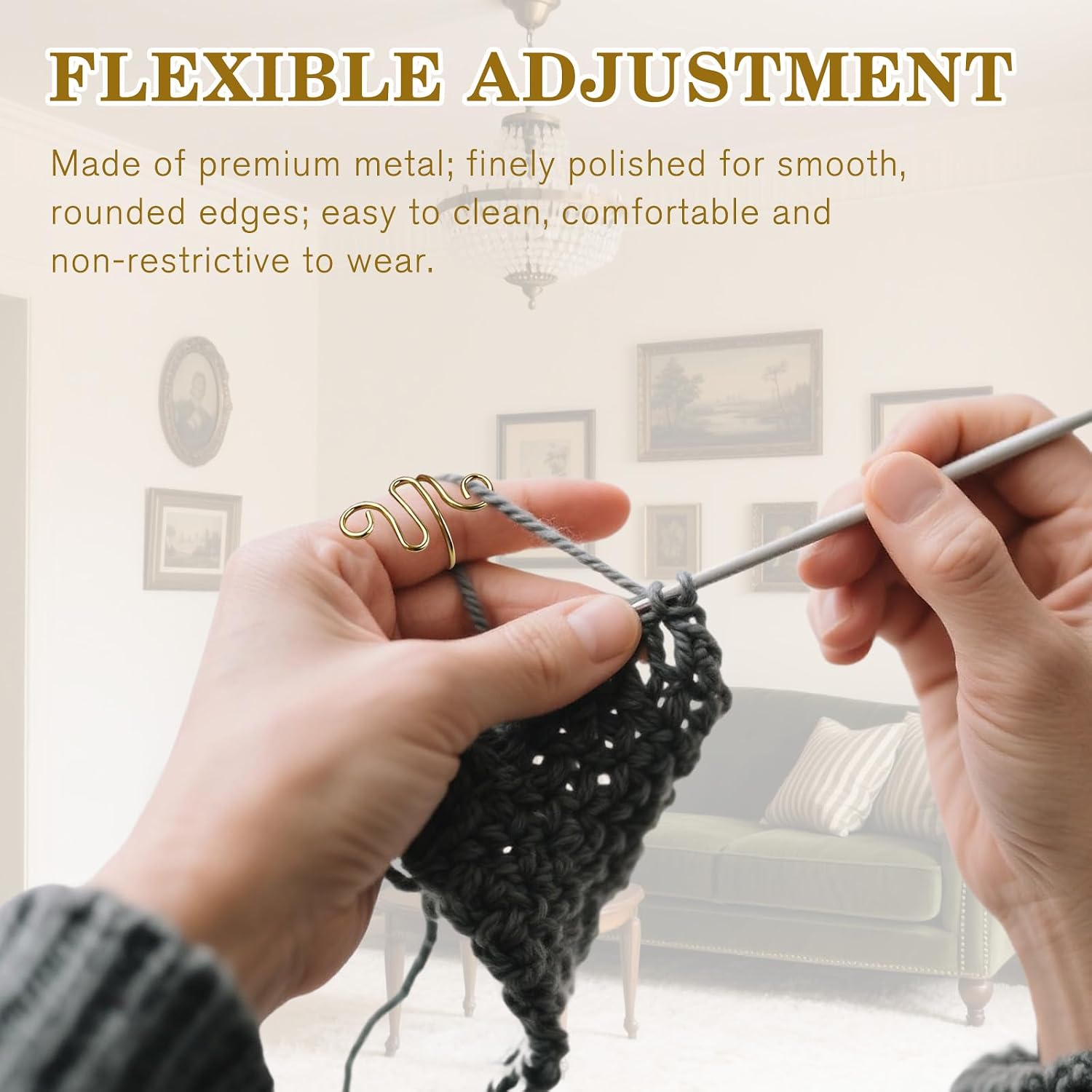 Ceemiaa 4pcs Adjustable Peacock-Shape Crochet Yarn Tension Rings – Gold & Rose Red Finger Yarn Guides for Knitting and Crocheting