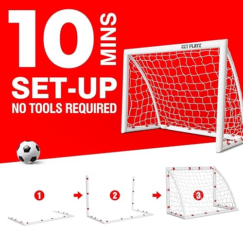 Miniatura 3 de NET PLAYZ Porterías de fútbol para patio trasero, niños de 4 x 3 pies de alta resistencia  Regalos de fútbol para edades de 3, 4, 5, 6, 7, 8, 9, 10,