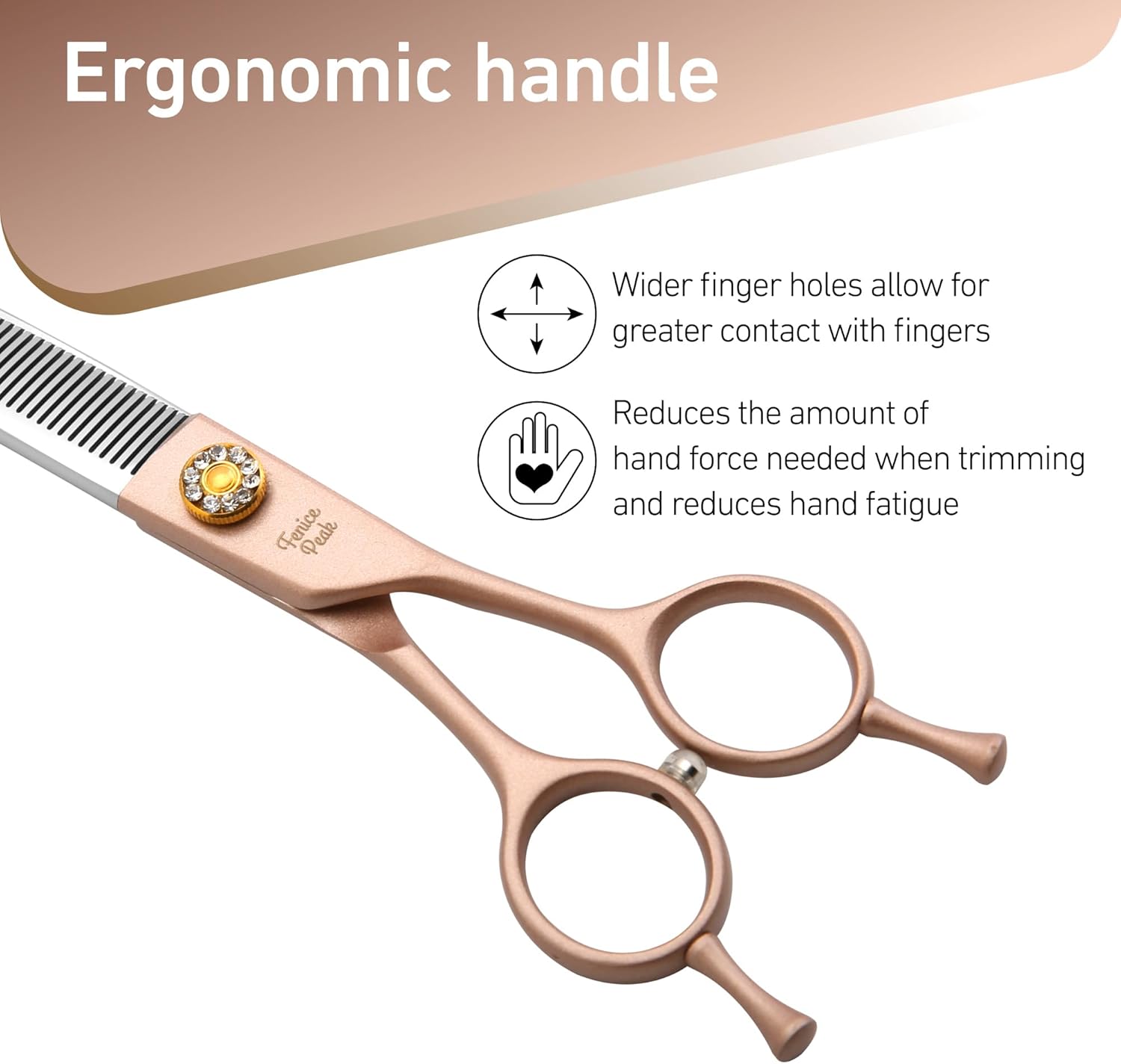 Professional Curved Thinner Dog Grooming Scissors 7.0'' Rose Gold Thinning Shears Extremely Sharp Blades 440C Stainless Steel Thinning Shears Durable Smooth Fine Cut for Dogs and Cats.