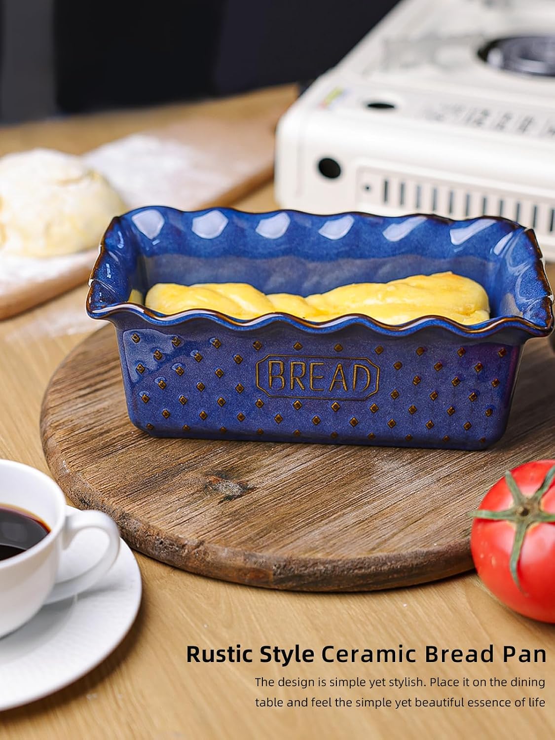 GDCZ Ceramic Loaf Pan for Baking Bread, 9"X5" Bread Pan (Blue) | Nonstick Meatloaf Pan, Rectangular Bread Loaf Pan, Microwave & Dishwasher Safe
