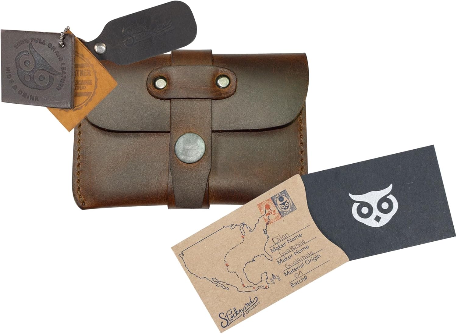 Hide & Drink, Leather Card Holder - Minimalist Front Pocket Wallet, Handmade :: Bourbon Brown