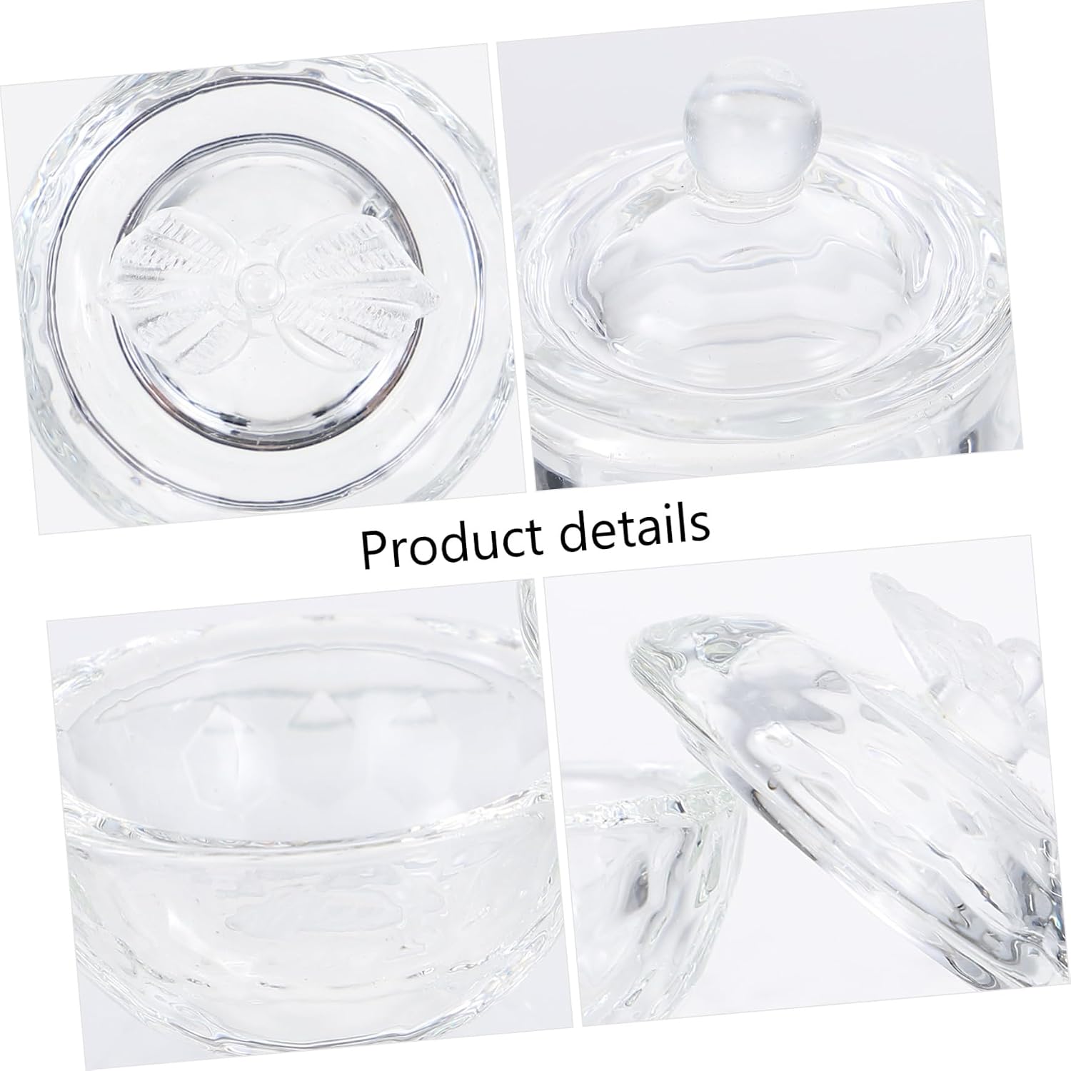 6pcs Nail Art Crystal Glass Cups Lid for Charcuterie Manicure Art Nail Supply
