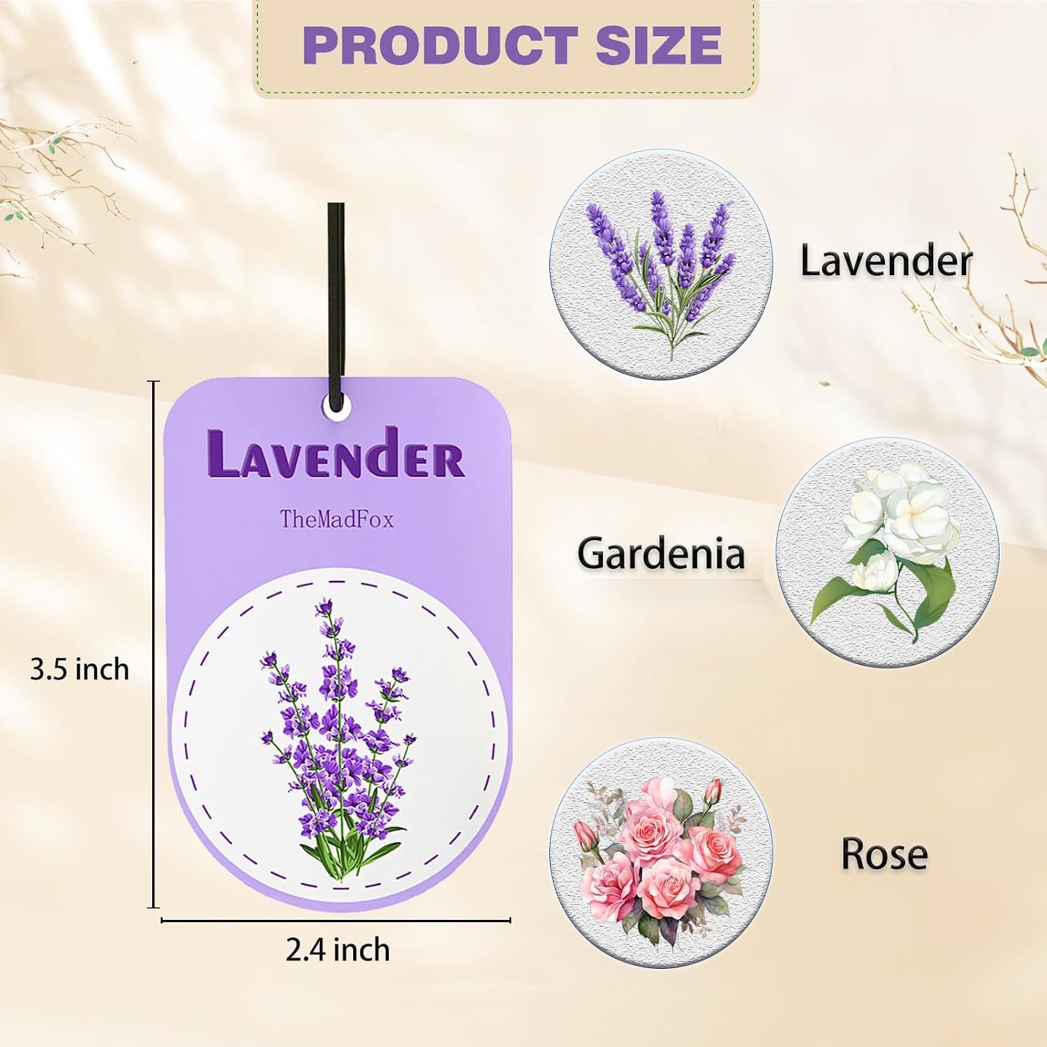 Hanging Car Air Fresheners, Long Lasting Scented Cards for Cars, Freshener Scents Lavender Rose Gardenia, Cute Car Accessories for Rearview Mirror, Wardrobe & Home, 12 Pack
