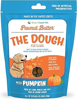 Pawnut Butter The Dough-Pumpkin Cookie Dough For Dogs 5 oz Digestive, Soft Treats with Real Peanut Butter, Made with Natural Ingredients, Dog Training Treats Wrapping Pills, Xylitol Free
