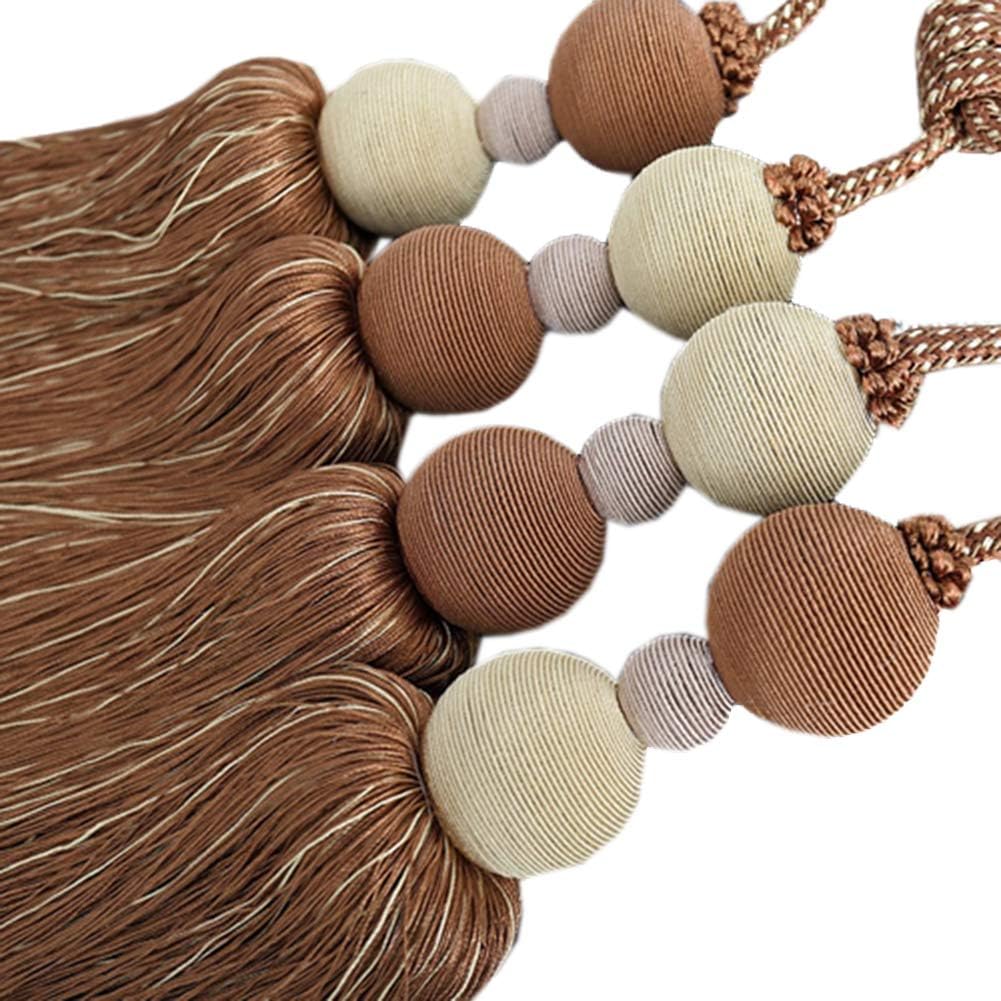 1 Pair Beautiful Double Balls Tassels Curtain Tiebacks Creative Tassel Curtain Holdbacks Curtain Tassel Tiebacks for Livingroom & Bedroom (Beige)