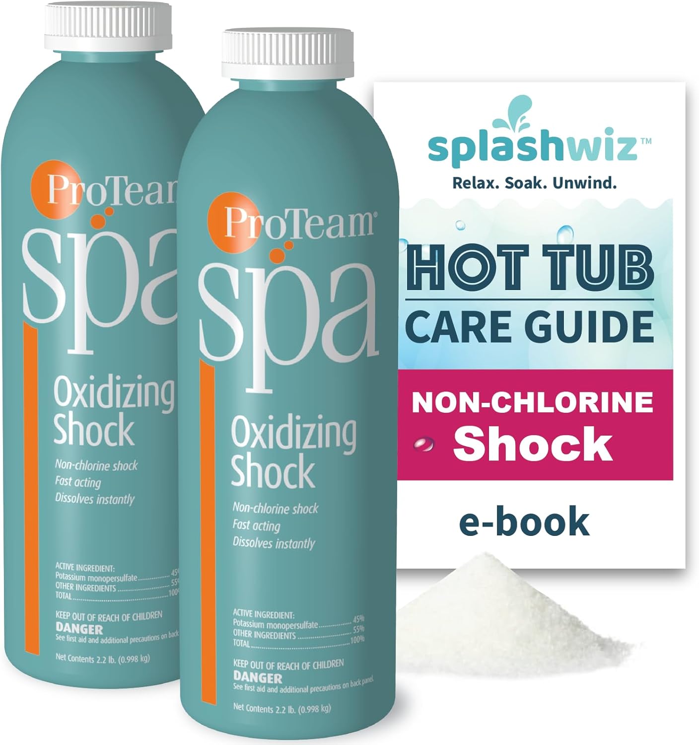 Spa Oxidizing Shock - Non-Chlorine Hot Tub Shock by SplashWiz (2.2 lb) (2 Pack)