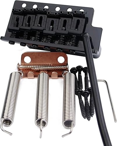 Guyker Tremolo Bridge - Sillines de acero curvado vintage y bloque de latón profesional compatibles con guitarra eléctrica Strat ST (GG1004-HT,