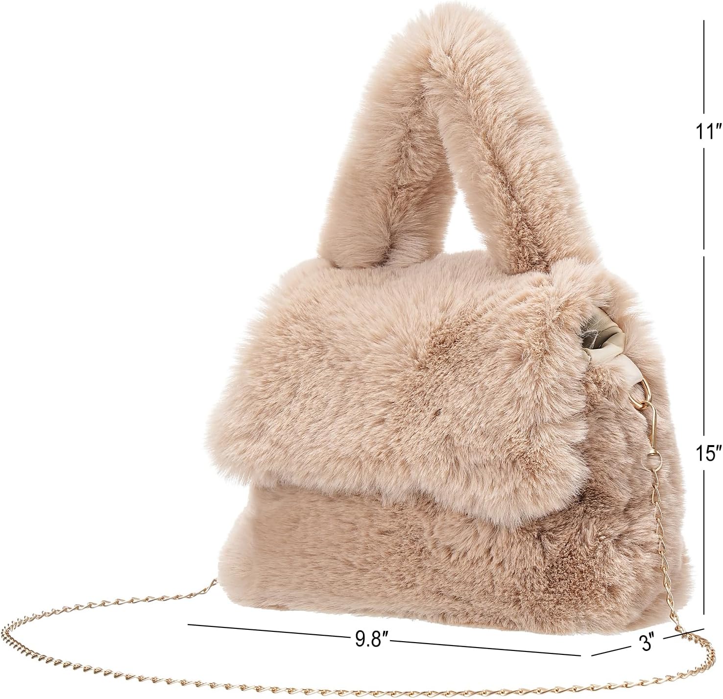 Fluffy Tote Bag for Woman Plush Shoulder Handbag Furry Faux Fur Purse for Winter - Image 4