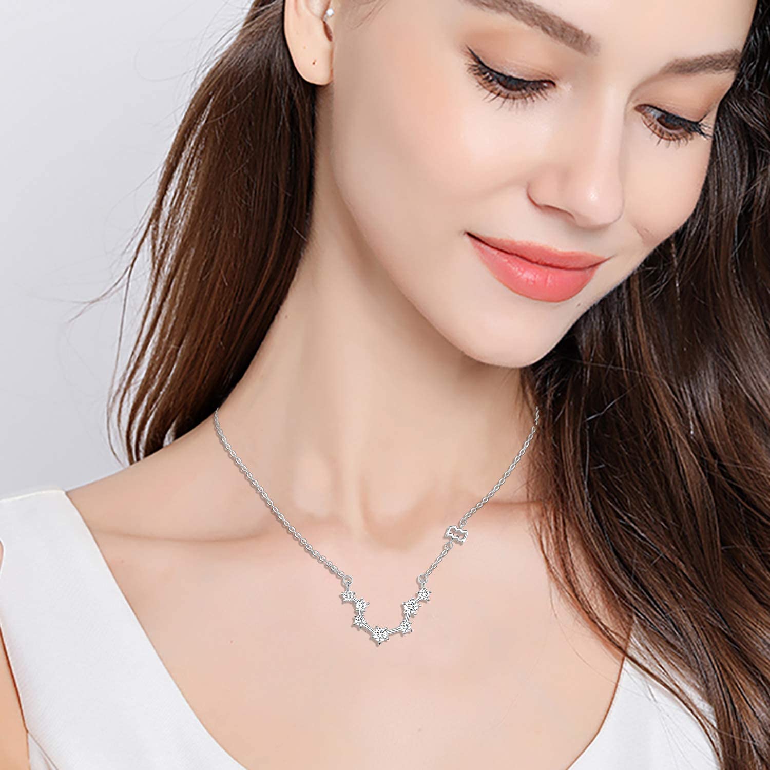 12 Costellazione dello zodiaco Collana in argento sterling 925, Astrologia 12 Costellazione del pendente Oroscopo Segno Astrologia Zodiaco CZ Stella Collana Gioielli Regali di compleanno per le donne
