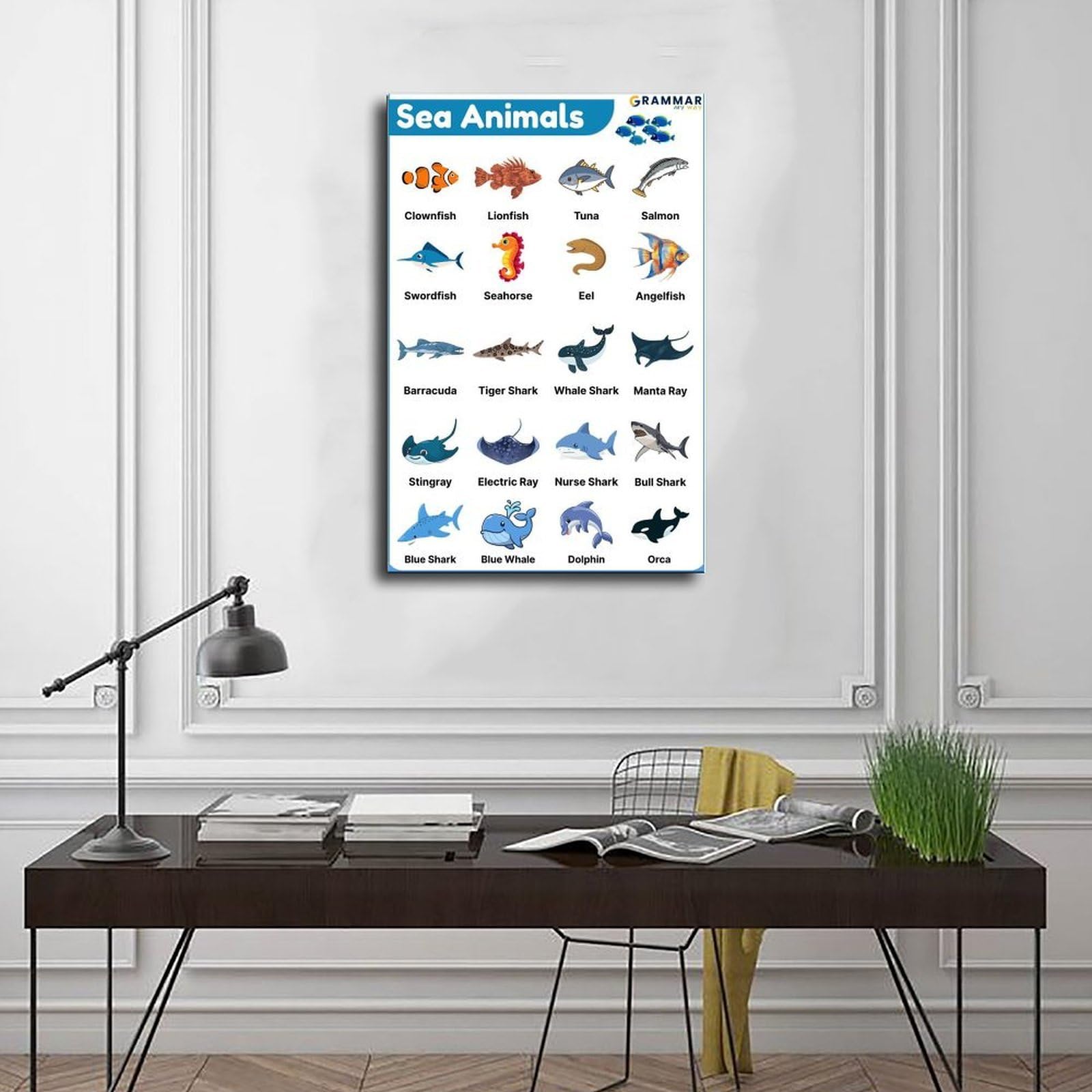 Lienzo decorativo para pared, diseño de Enciclopedia de animales marinos, 20 x 30 pulgadas (50 x 75 cm)