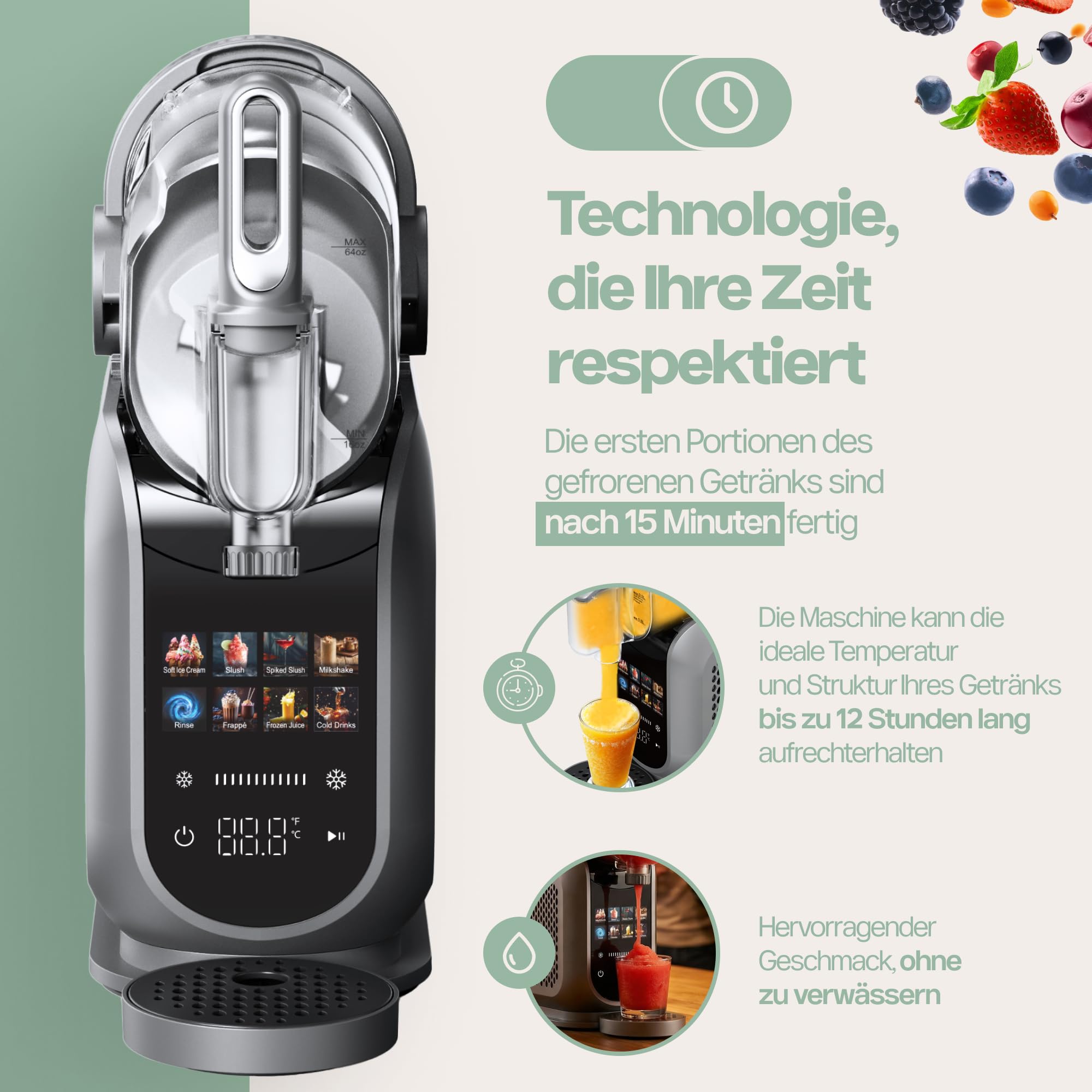 4Swiss Eismaschine Selbstkühlend Eis Maschine Speiseeisbereiter Speiseeismaschine mit Kompressor Icecream für Milchshake Slush Slushie Granita Ice Cream Joghurtmaschine Zuhause Eisbereiter - SM026