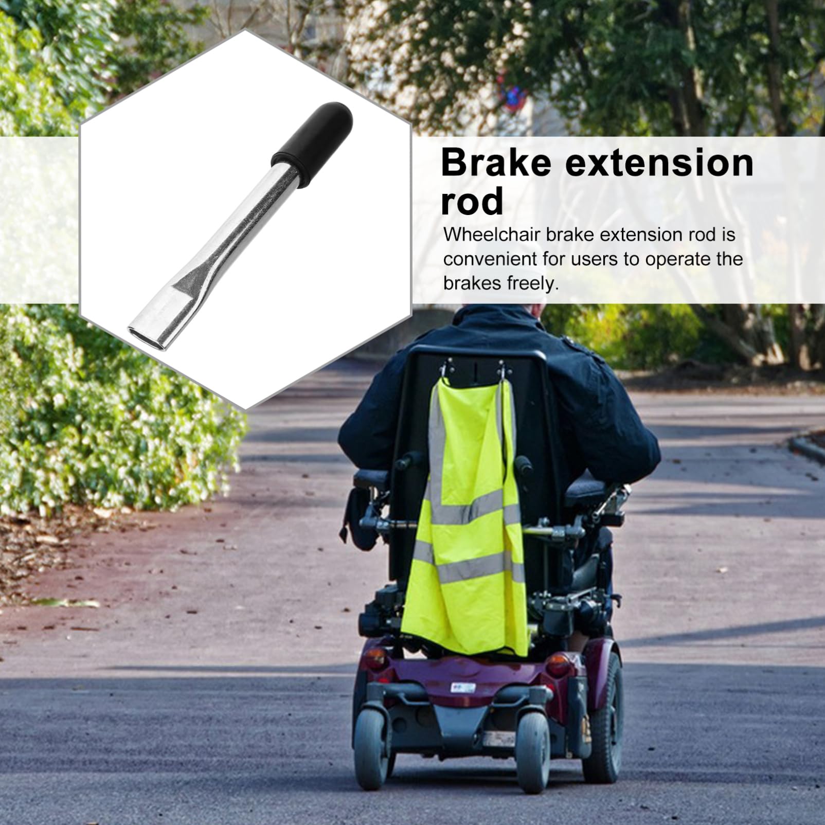 NOLITOY Wheelchair Brake Handle Extension Stainless Steel Brake Handle Part Wheelchair Brake Handle Part for Wheelchair Accessories Part