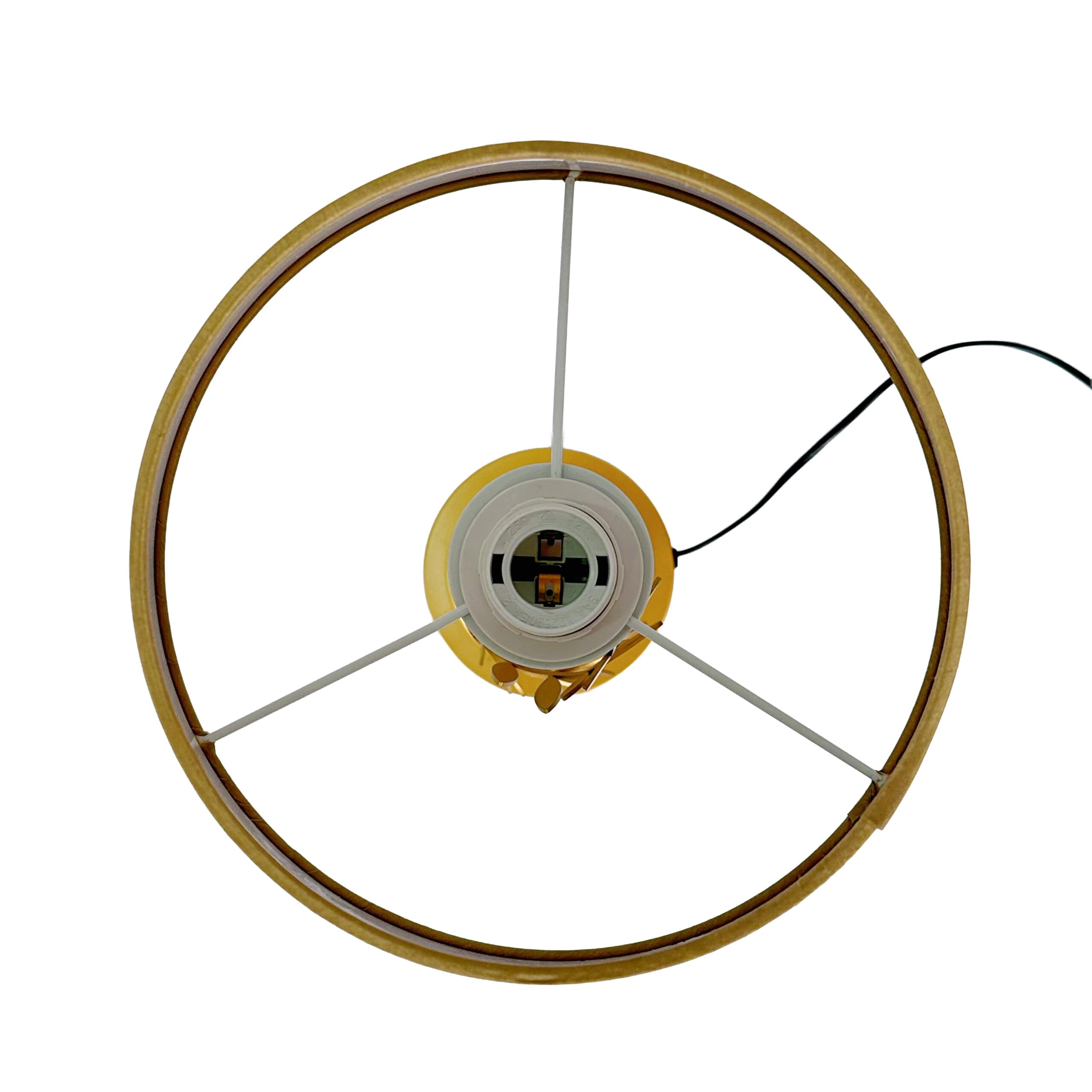 Relaxdays Lampada da Tavolo, Base in Metallo, Paralume in Tessuto, E27, HxD: 55x27 cm, Oro