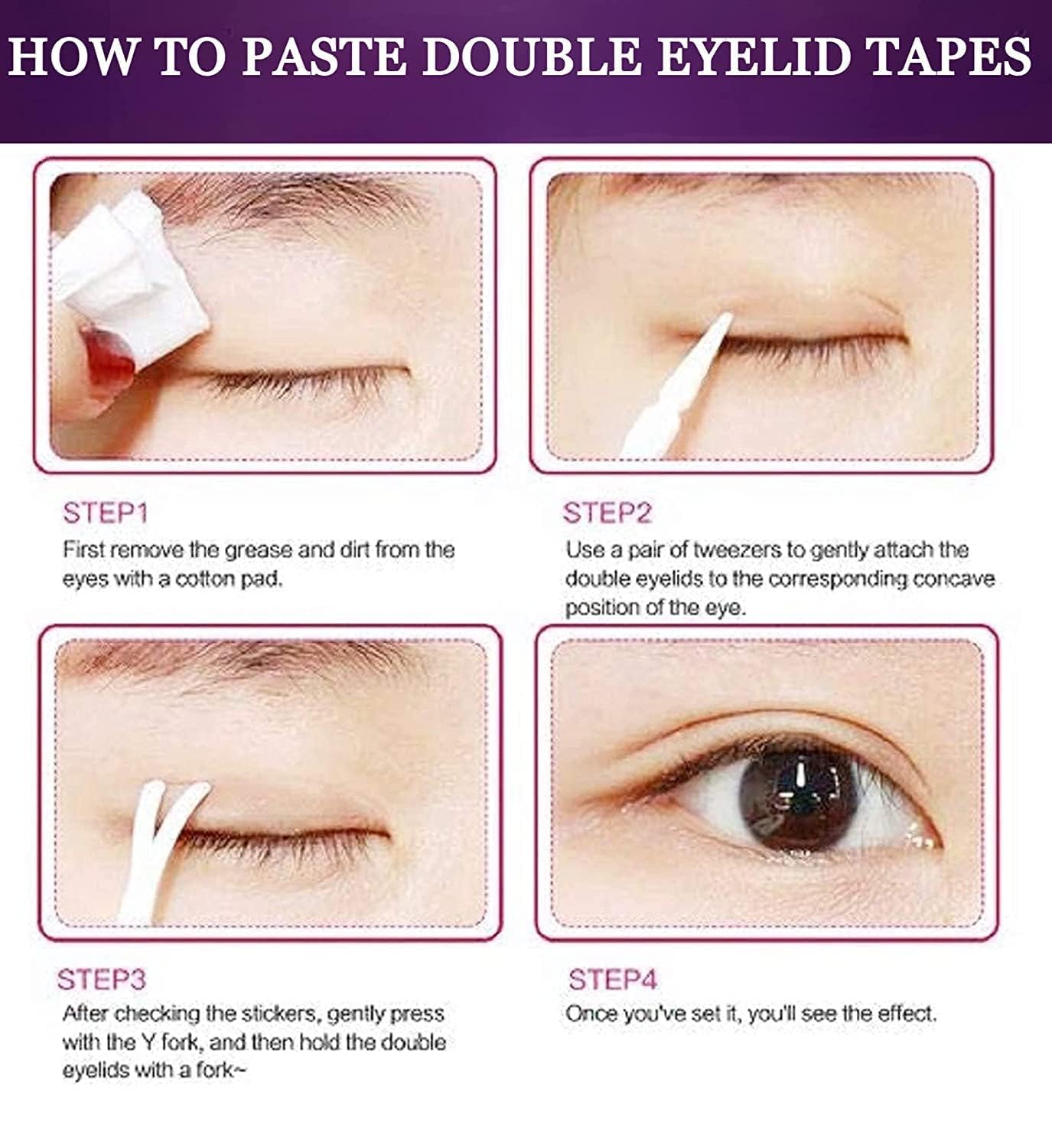 CARTNEXA Invisible Eyelid Tape for Double Eyelid & Hooded Eyes, Waterproof Mesh Stickers with Fork Tool for Instant Lift, Makeup Eyelid Lifter Strips, Best for Droopy or Uneven Eyes 3