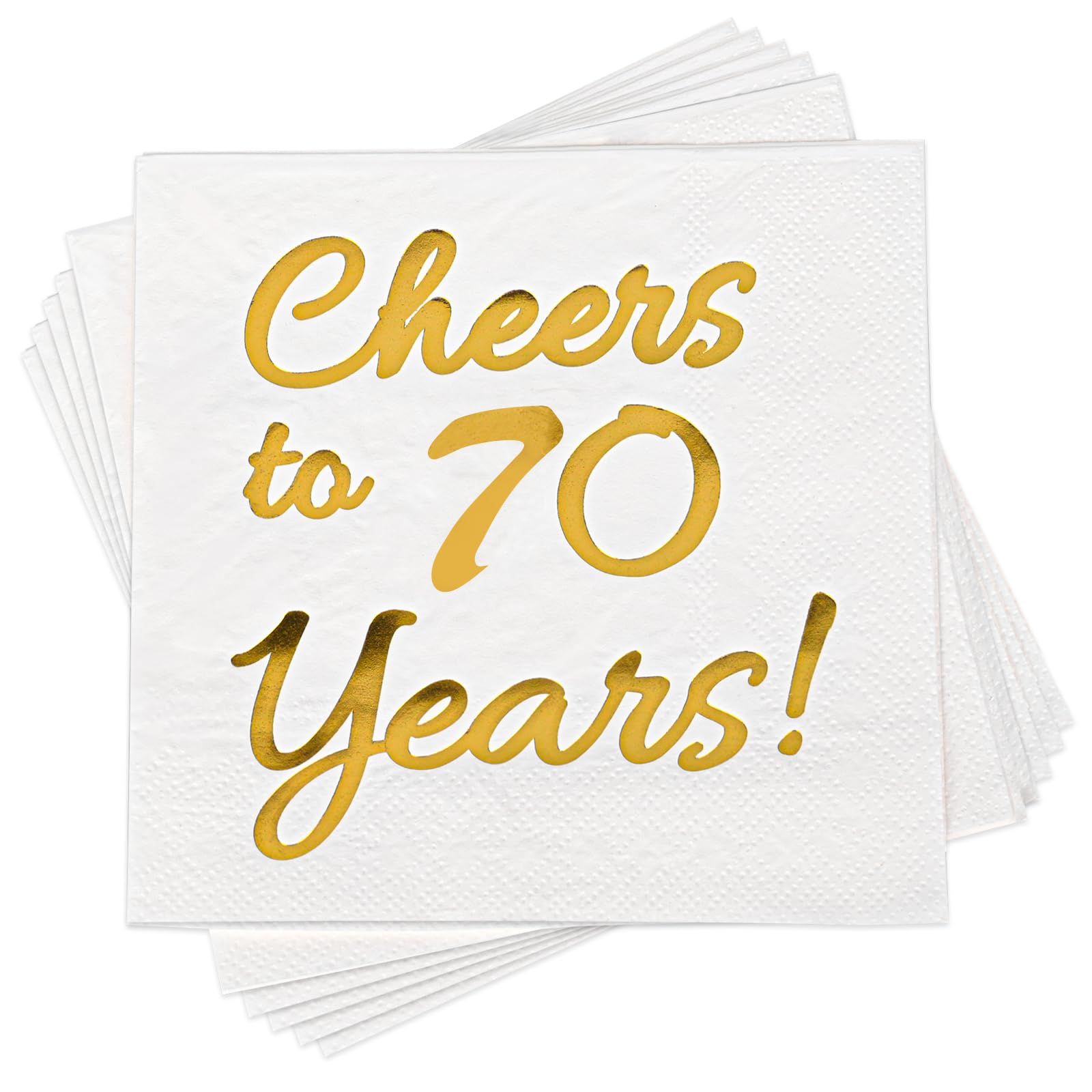 70th Birthday Decorations for men women Party Supplies Cocktail Napkins Black 50 Pack,5"x 5" Folded,Cheers to 70 Years! (70)