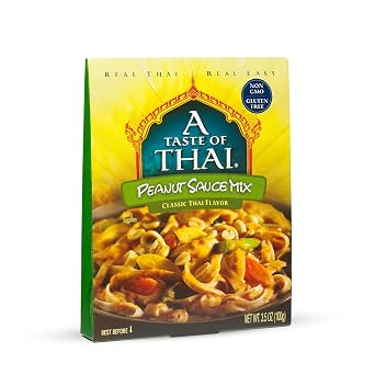 A Taste of Thai Peanut Sauce Mix Packets | Authentic Thai-Style Sauce with Ground Peanuts & Traditional Spices | Ready in Minutes | No Artificial Flavors | Non-GMO, Gluten-Free 3.5 oz