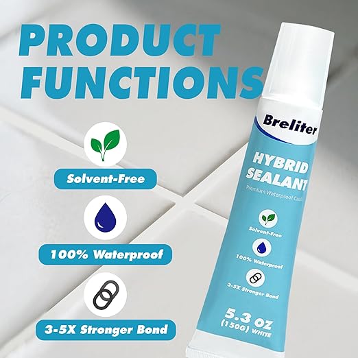 Sellador Híbrido Breliter Impermeable Blanco para Baño Cocina miniatura 3