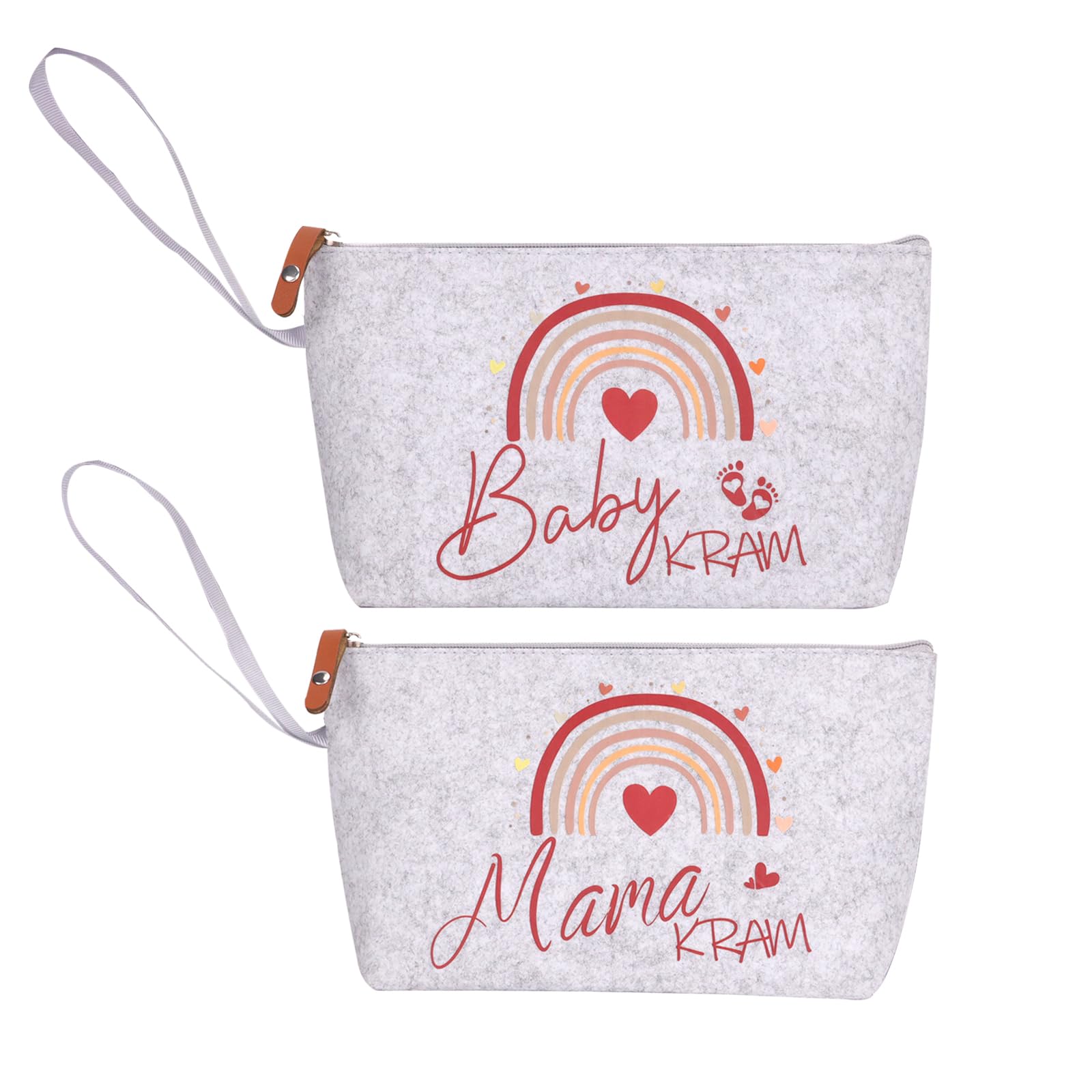 Lot de 2 sacs de clinique en feutre avec fermeture éclair pour futures mamans