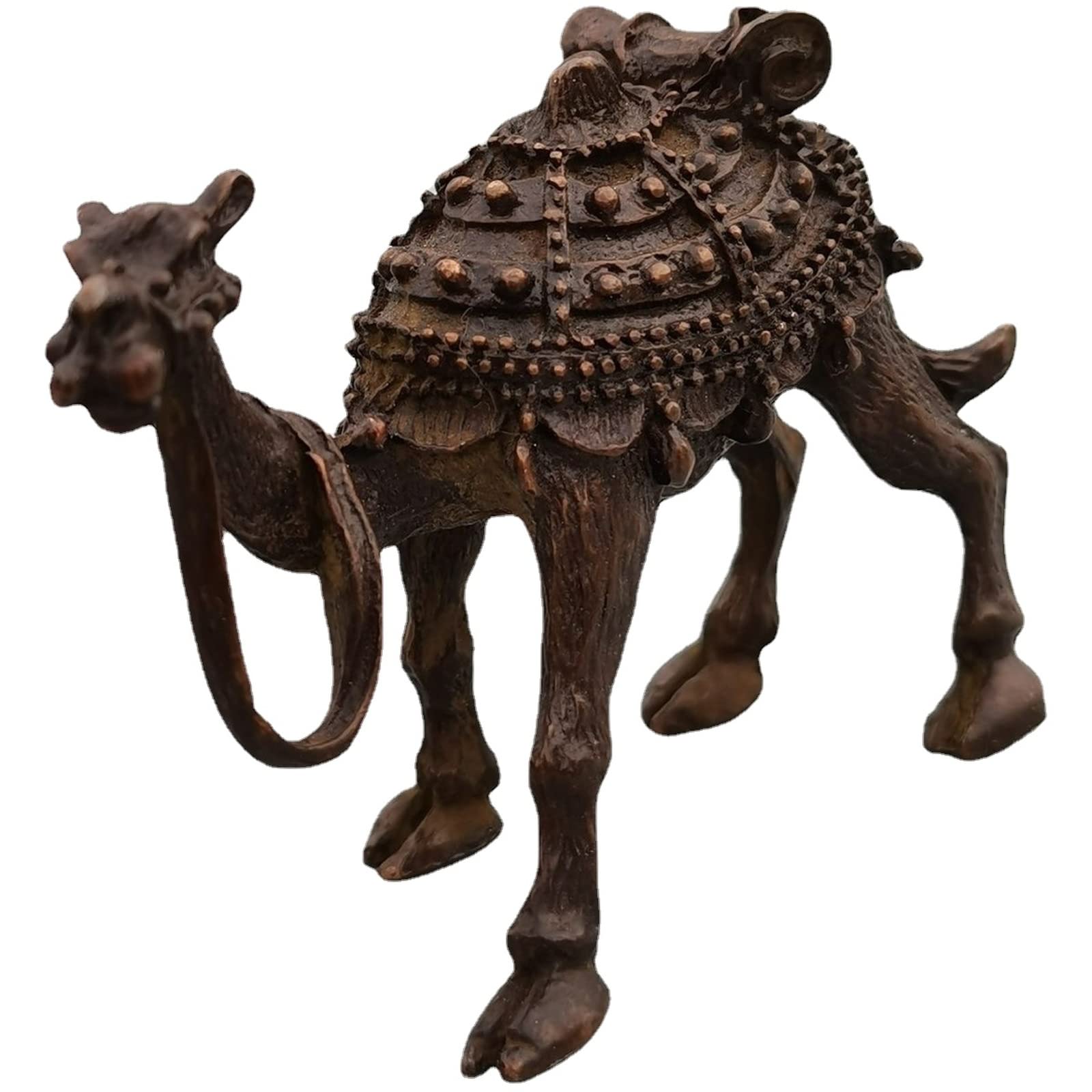 NGDFGR Vintage Brass Camel Figurines Crafts,Metal Alloy Brass Feng Shui Lucky Camel Statue,Tea Pet Table Ornament Home Study Office Decor Accessories Paperweight