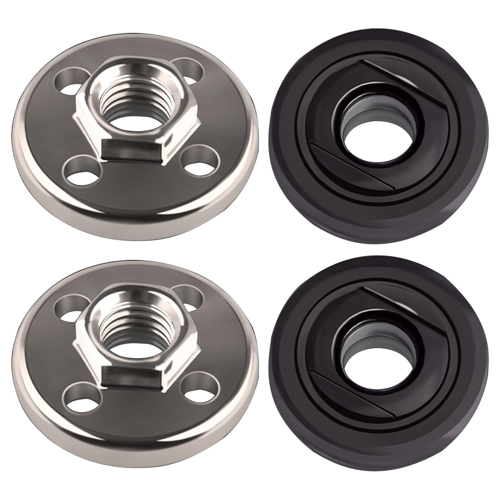 Beimus 2 Pairs Hexagon Flange Nut Pressure Plate For 100 Grinder, 4-Hole Steel Plate With Anti-Rust Coating Angles Grinder Pressure Hole