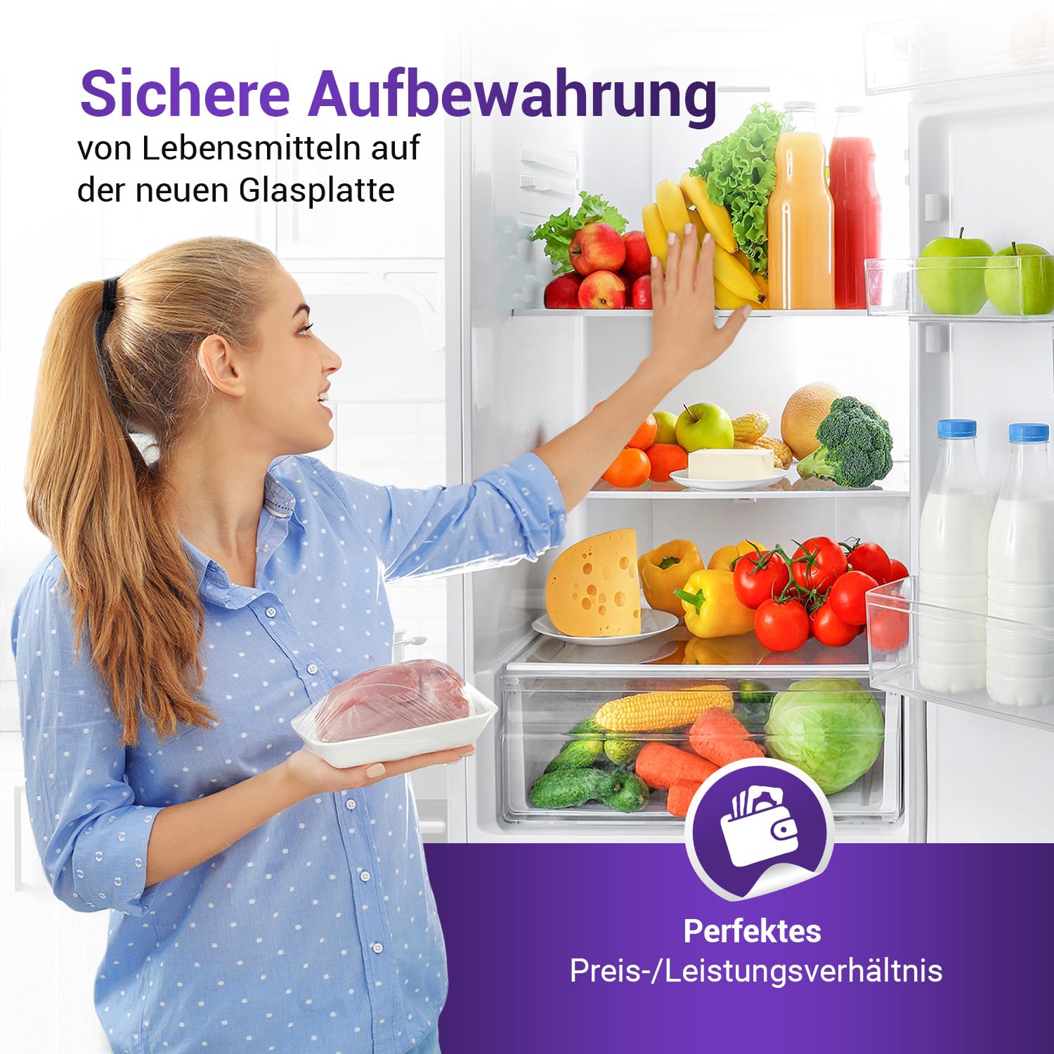 Viоks.pro Kühlschrank Glasplatte 465 x 300 mm oben für Kühlteil Ersatz für Gorenje Kühlschrank Einlegeboden Glas 163336 179066 692368 Küppersbusch 432159 & Gorenje Kühlschrank Ersatzteile