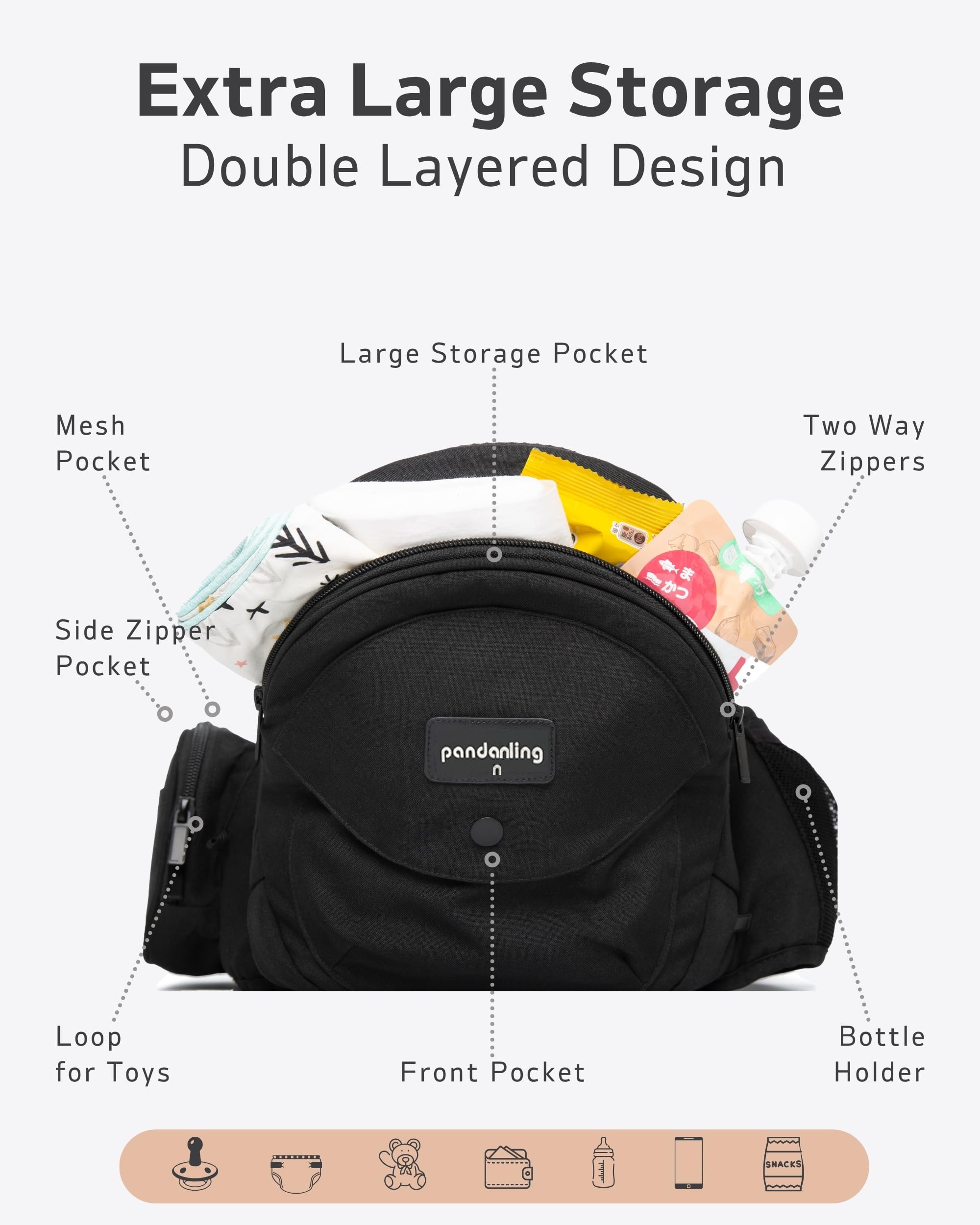 Babydrager, lichtgewicht en ademende babydrager aan de zijkant, ergonomisch design, verstelbare babydrager, geschikt voor baby's en peuters van 3 tot 36 maanden,heupdrager belastbaar tot 20 kg (zwart