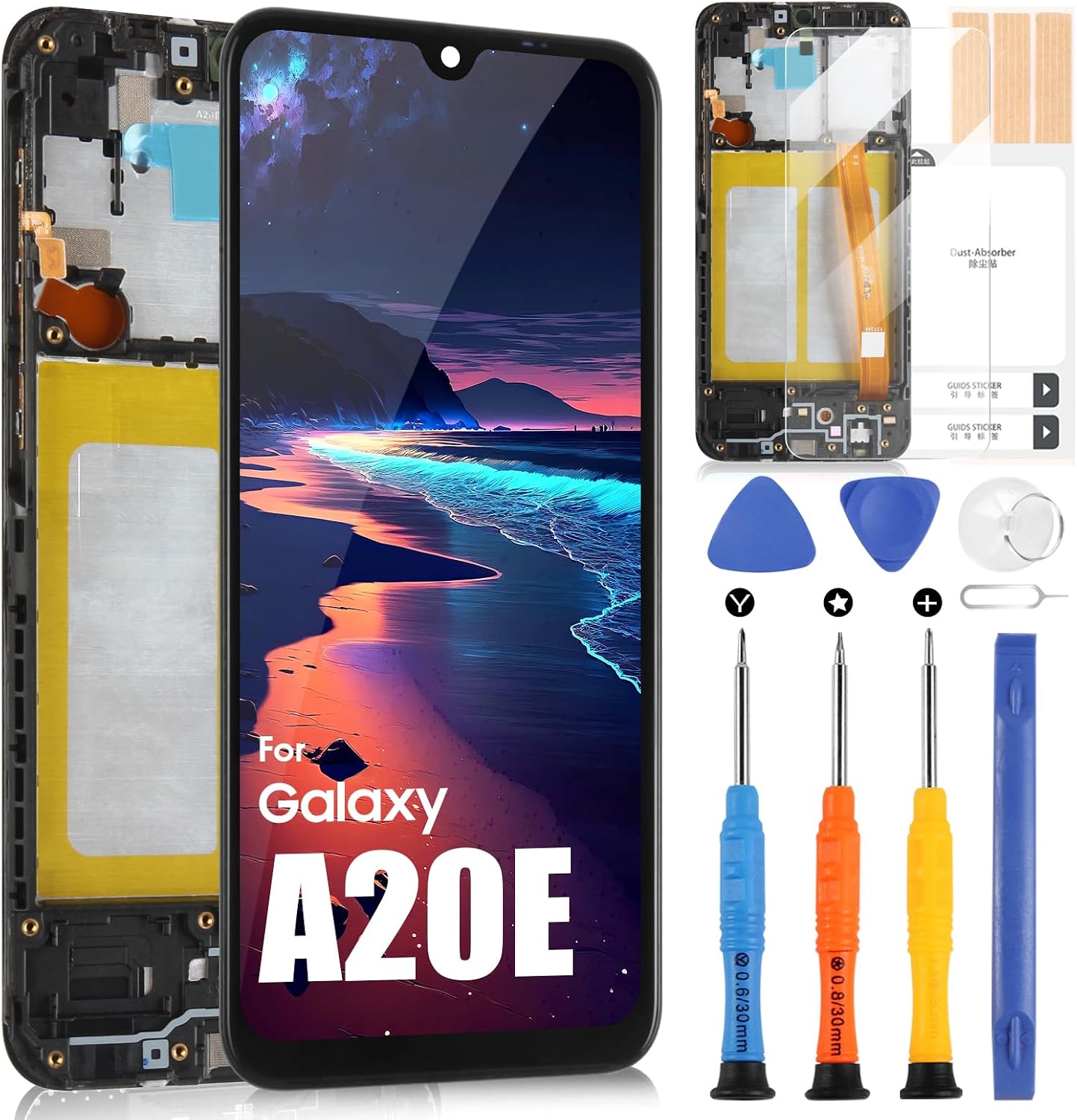 LCD Display for Samsung Galaxy A20e 2019 SM-A202F LCD Touch Digitizer Assembly Screen Replacement Screen with Repair Kit Black with Frame