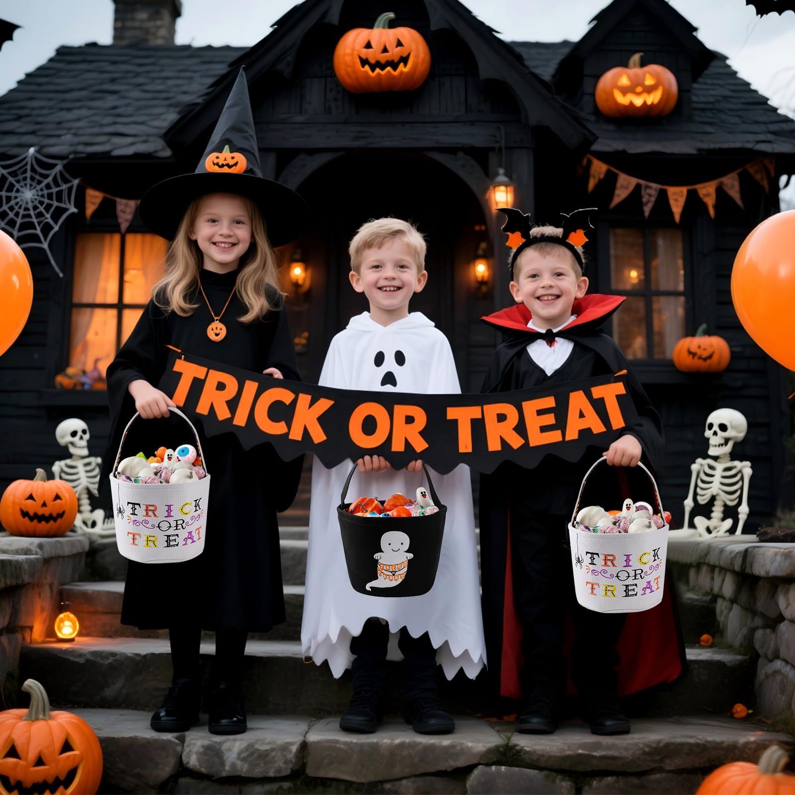 Snapklik.com : Halloween Basket Ghost Trick Or Treat Bucket For Kids ...