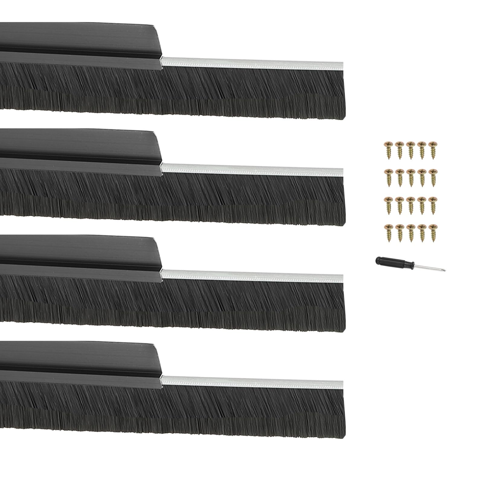 Brosses de porte garage et étanchéité bas de porte alu noir PATIKIL