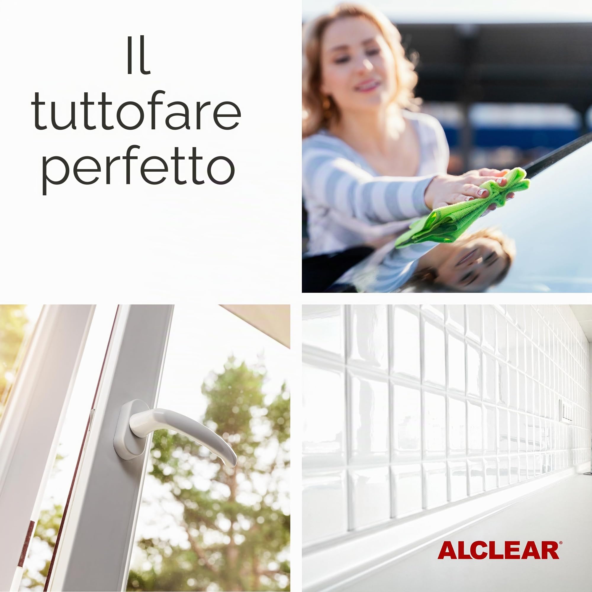 ALCLEAR 950001_5 panni in microfibra per vetri, 5 pz, 40×45 cm | Panni per vetri senza aloni, senza pelucchi, risparmia tempo senza asciugatura finale, designed in Germany, per casa e auto
