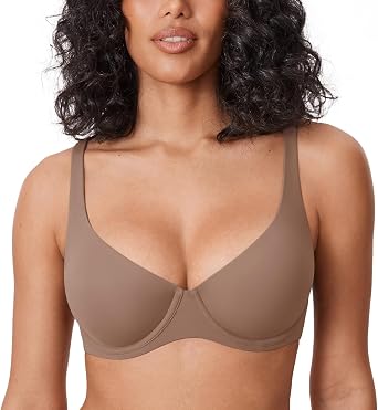 DELIMIRA Women's Confishape Balconette Bra Supportive T Shirt Full Coverage Plus Size Bras Underwire Unlined