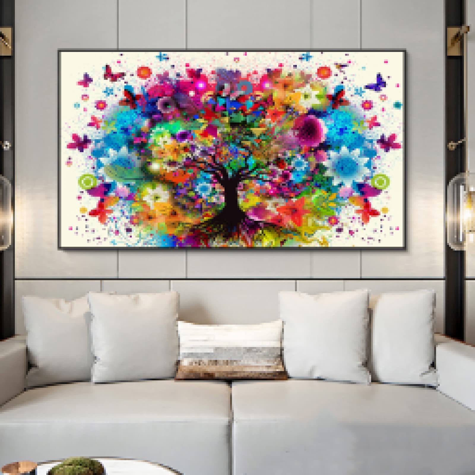 Póster e impresión de acuarela abstracta árbol multicolor sobre lienzo 40x60 cm 8
