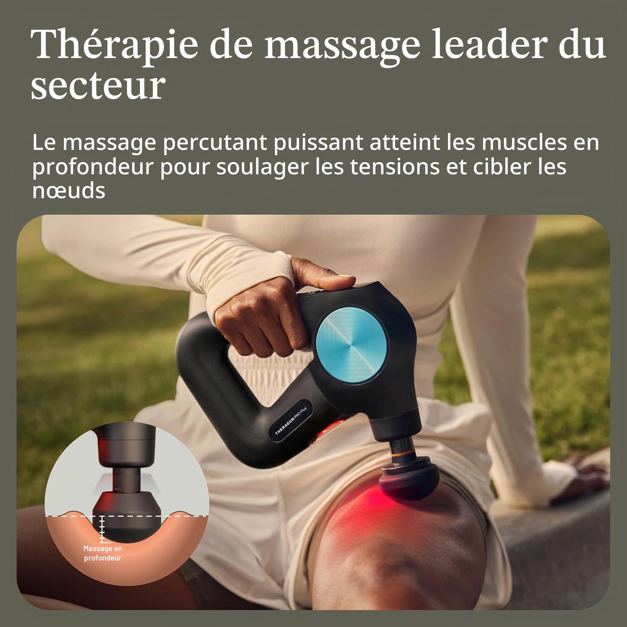Therabody Theragun Pro Plus Gen 6 – Pistolet de massage à percussion avancé 6 en 1 avec chaleur, vibrations et lumière LED pour un confort complet du corps et une meilleure facilité musculaire