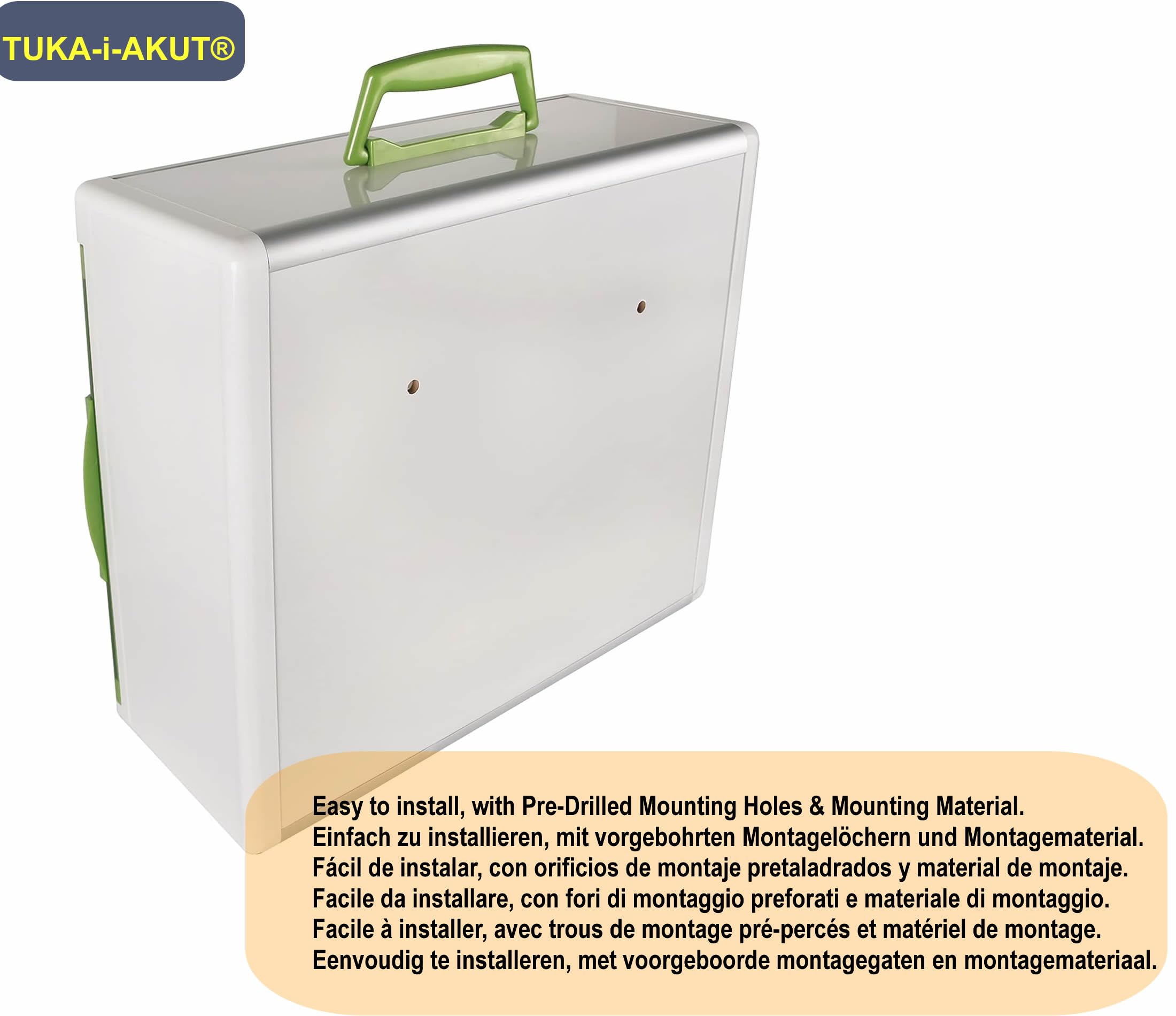 TUKA-i-AKUT 18L Armoire à Pharmacie Murale en Aluminium, 5 Compartiments 2 Clés, Verrouillable Sécurité Enfants, Armoire d'Apothicaire, Cadre Aluminium Armoire Premiers Secours, 35x32x17cm TKD6401-M