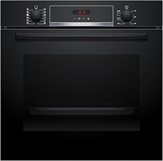 Bosch HQA574BB3 Serie 4, Forno con vapore da incasso, Pirolisi: pulizia del forno senza sforzo, Display LED rosso, 10 programmi automatici, Nero, 60 x 60 cm