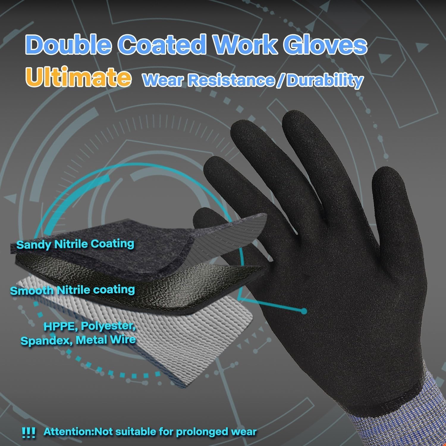 abriebfeste handschuhe ProGuard-X ANSI A9 Schnitt-/Abriebfeste für schwere Arbeiten, 3/4-Doppel-Nitrilbeschichtung zur Erkennung von Metall, wasser- und öldicht, rutschfest, Touchscreen, nicht PFAS, PM3202 (XL) DIY & Tools demo T-Shirt Size:XL Teamsport Philipp | Adidas