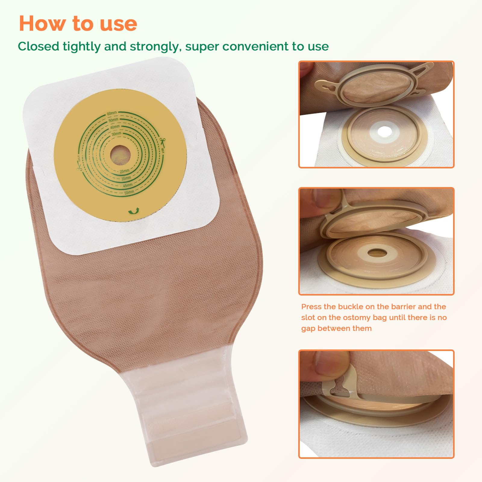 21 bolsas de colostomía de dos piezas para ostomía, suministros de ostomía, bolsas drenables con cierre para ileostomía, colostomía, urostomía, cuidado del estoma, corte para adaptarse (15 bolsas + 6