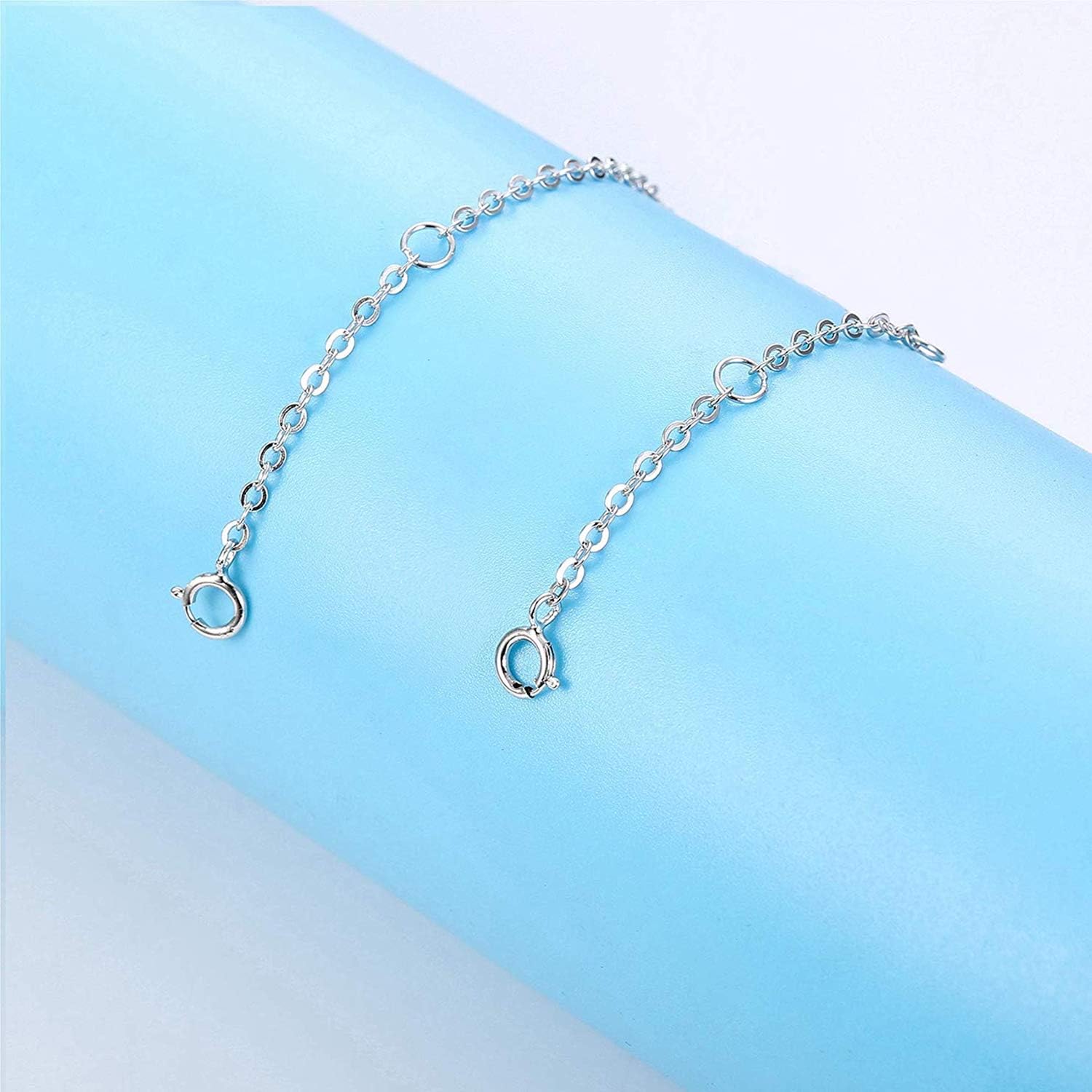 ELDA & CO. Sterling Silver Necklace Extenders Chain Set of 2 Pcs Pack 3" 5" - Solid 925 Sterling Silver Fine Chain Dianty Durable Adjustable