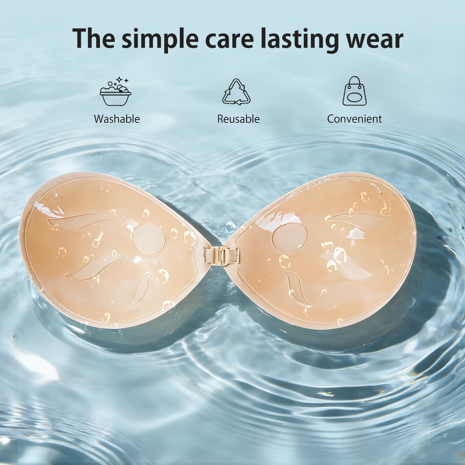 2 Pieces Invisible Strapless Sticky Bra Push up for Women, Ultra Adhesive Bra for Backless Dress