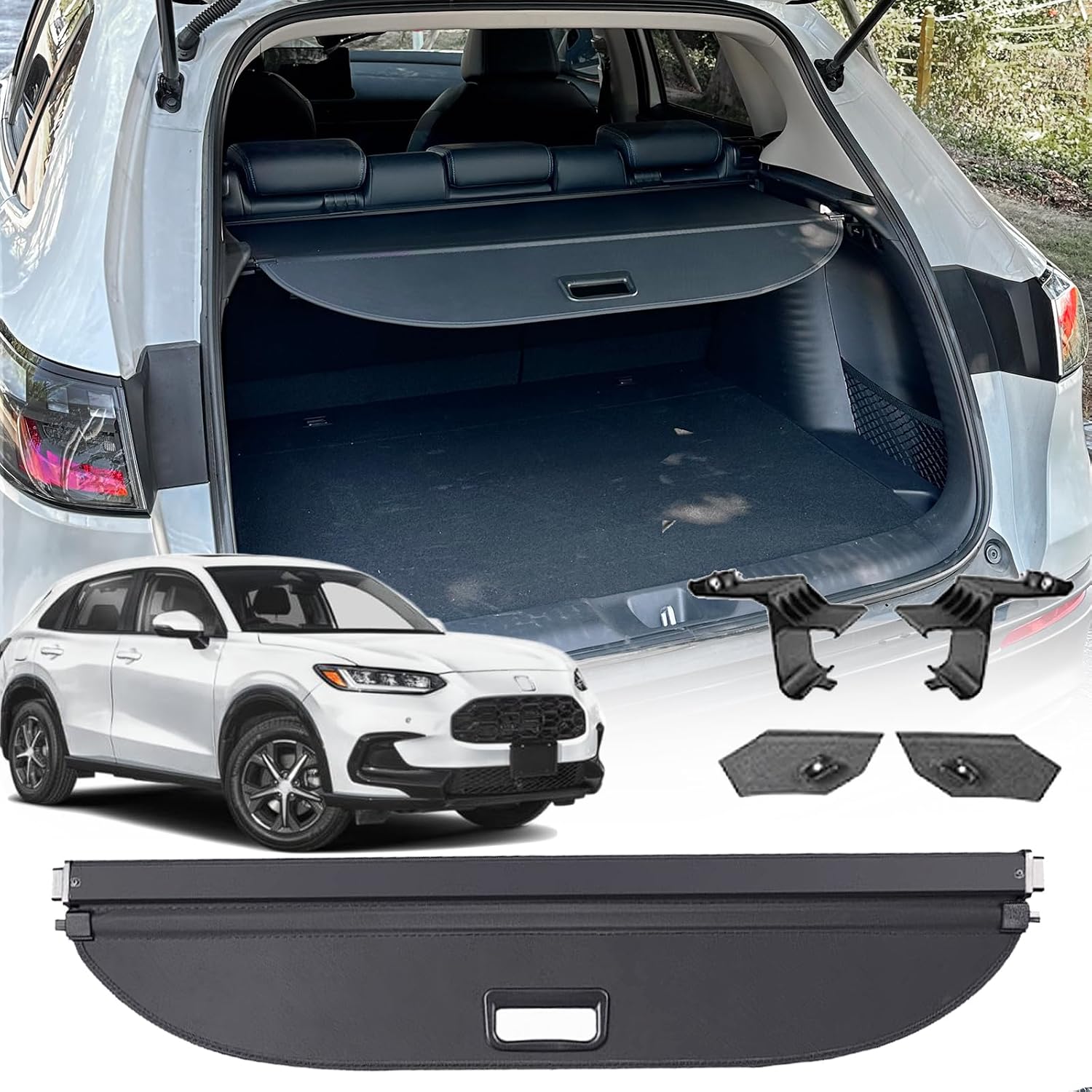 Cargo Cover for 2023 2024 2025 Honda HR-V Accessories,Leather Retractable Trunk Cover for Honda HRV 2023-2025 Accessories Privacy Luggage Security Shield Shade Anti-Peeping(No for Sport)