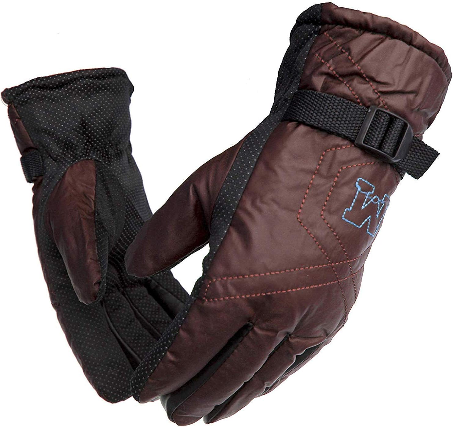 DIGITAL HOMES Men's Faux Leather Snow Proof Soft Warm Winter Gloves for Rough Usage (Brown, Free Size)
