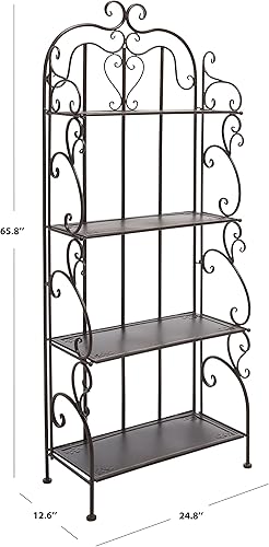 Miniatura 2 de SAFAVIEH Outdoor Collection Tyrique - Estantería victoriana de hierro forjado de 4 niveles, color verde oscuro antiguo