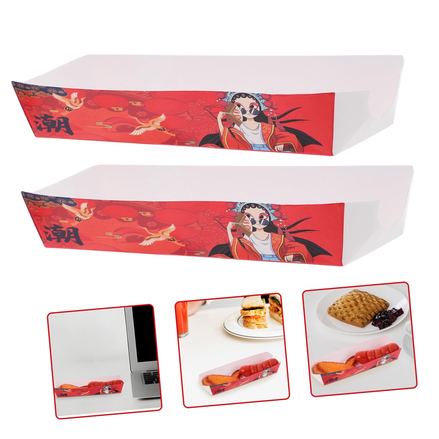 Boîte de Conservation Alimentaire en Papier Rouge, Lot de 100 Pièces, Design Polyvalent et Construction Robuste pour Barbecues et Fêtes en Plein Air