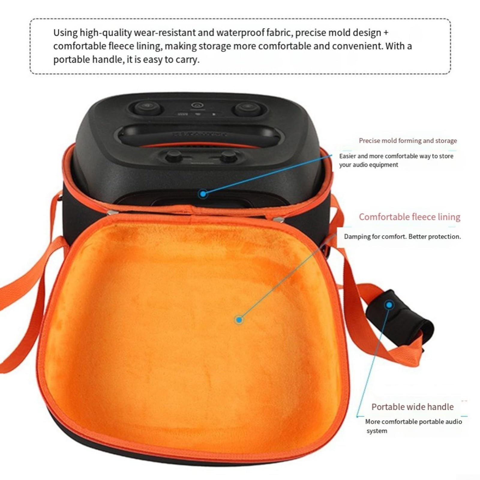 EVA Storage Case 2 con borsa per microfono, custodia rigida antiurto per il trasporto, 33,5 x 28 x 36 cm, nero per arancione (nero)