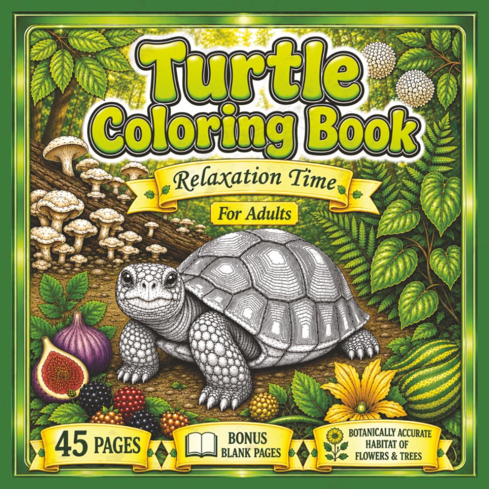 Turtle Coloring Book Relaxation Time: 40+ Beautiful Turtle Coloring Pages for Adults | Relax, Unwind, Relieve Stress & Enjoy Hours of Creative Mindfulness