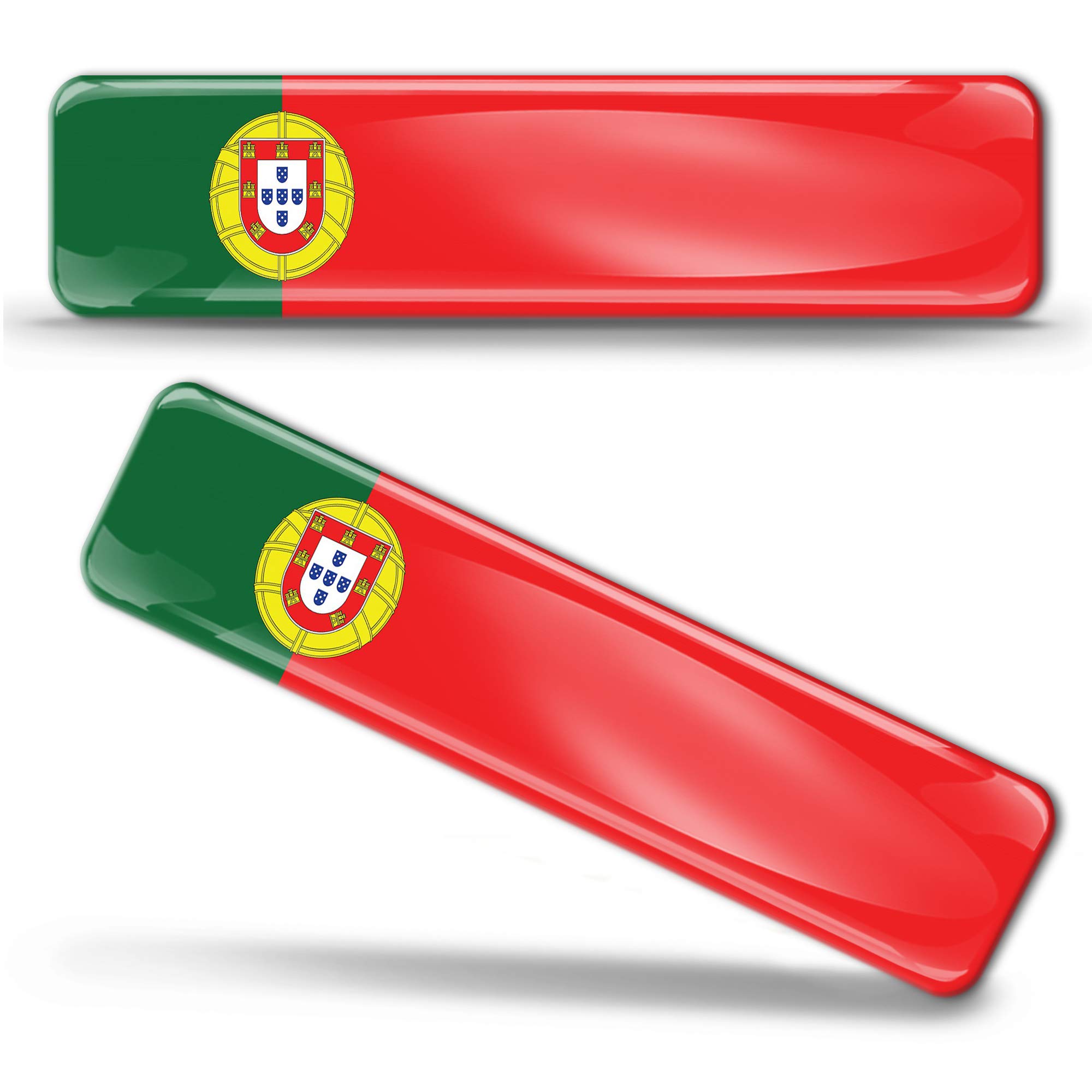 Biomar Labs 2 x 3D Domed Silicone Stickers Decals Portugal National Portuguese Flag Banner Emblem Car Motorcycle Helmet F 17/2-ka