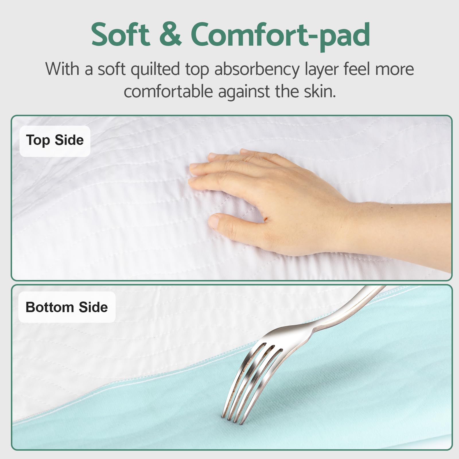 CoolShields Almohadillas de cama impermeables, 60 x 36 pulgadas, lavables, reutilizables, protector de colchón para incontinencia