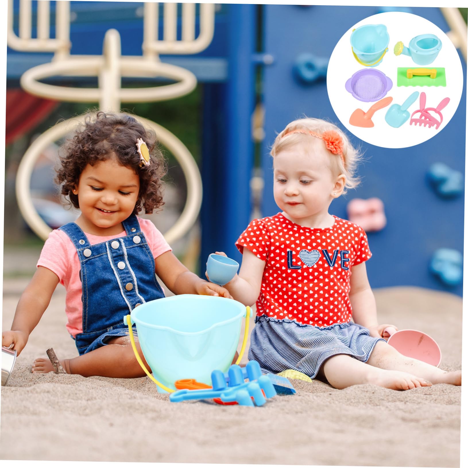 SUPVOX 1 Set Beach Sand Digging Plaything for Boys Includes Bucket Shovels Rake Watering Can and More for Outdoor Park Random Color
